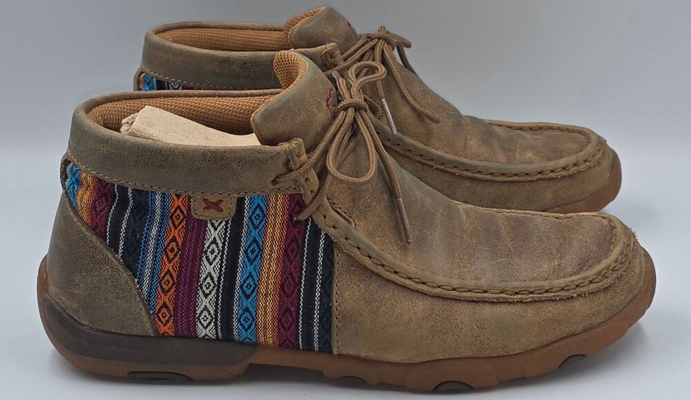 Twisted X Bomber Chukka Leather Driving Mocs Embroidered Western Women’s Sz 8 M